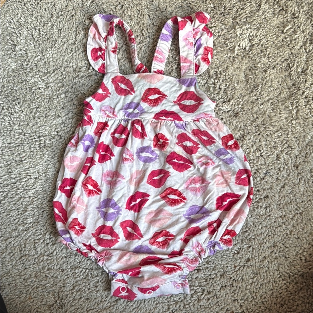 Posh Peanut Lipstick Baby Romper with Ruffled Straps
